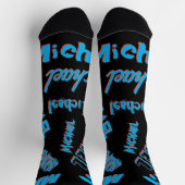 あなたの名柄モノグラム青赤ブラック色 ソックス (上部)