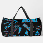 あなたの名柄モノグラム青赤ブラック色 ダッフルバッグ (正面)