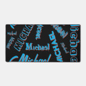 あなたの名柄モノグラム青赤ブラック色 デスクマット (正面)