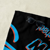 あなたの名柄モノグラム青赤ブラック色 ビーチタオル (インサイチュ)