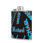 あなたの名柄モノグラム青赤ブラック色 フラスク (左)