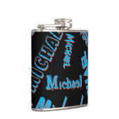 あなたの名柄モノグラム青赤ブラック色 フラスク (右)