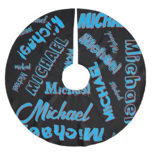 あなたの名柄モノグラム青赤ブラック色 ブラッシュドポリエステルツリースカート