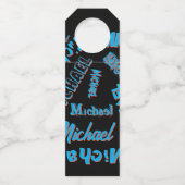 あなたの名柄モノグラム青赤ブラック色 ボトルネックタグ (正面)