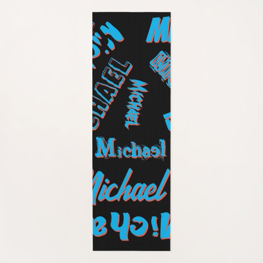 あなたの名柄モノグラム青赤ブラック色 ヨガマット (正面)