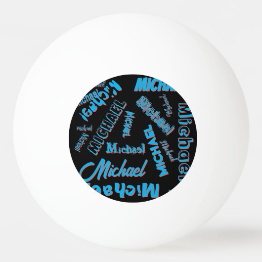 あなたの名柄モノグラム青赤ブラック色 卓球ボール (正面)