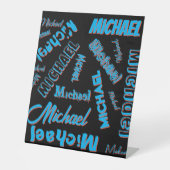 あなたの名柄モノグラム青赤ブラック色 台座サイン (正面)