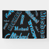 あなたの名柄モノグラム青赤ブラック色 横断幕 (横)