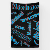 あなたの名柄モノグラム青赤ブラック色 横断幕 (縦)