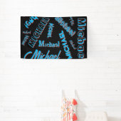 あなたの名柄モノグラム青赤ブラック色 横断幕 (インサイチュ)