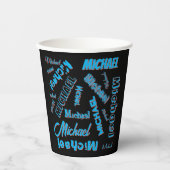 あなたの名柄モノグラム青赤ブラック色 紙コップ (正面)