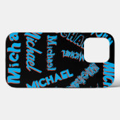 あなたの名柄モノグラム青赤ブラック色 Case-Mate iPhoneケース (裏面 (横))