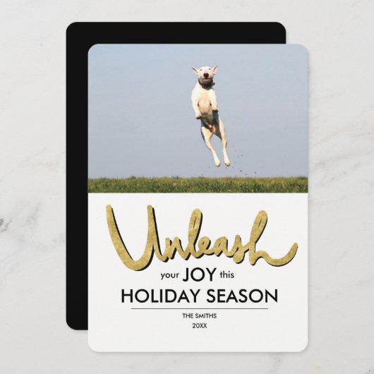 あなたの喜び|のおもしろい犬の写真のクリスマスカードを自由にして下さい シーズンカード (正面/裏面)