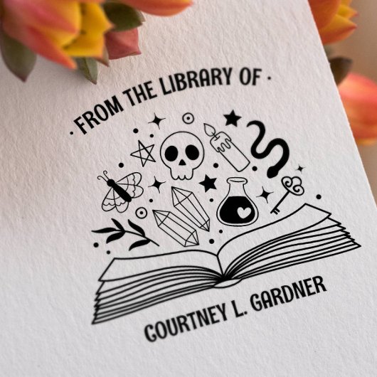 あなたの図書館からのマジックブック ラバースタンプ