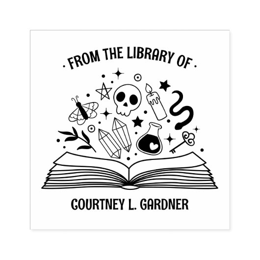 あなたの図書館からの魔法の本 ラバースタンプ (インプリント)