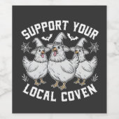 あなたの地元のコーヴェンの鶏のハロウィーンをサポート不気味 ワインラベル (シングルラベル)