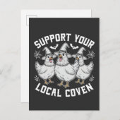 あなたの地元のコーヴェンの鶏のハロウィーンをサポート不気味 案内ポストカード (正面/裏面)