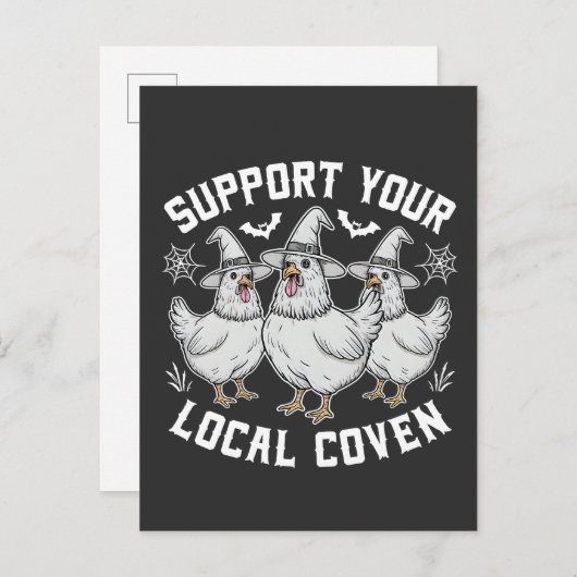 あなたの地元のコーヴェンの鶏のハロウィーンをサポート不気味 案内ポストカード (正面/裏面)