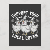 あなたの地元のコーヴェンの鶏のハロウィーンをサポート不気味 案内ポストカード (正面)