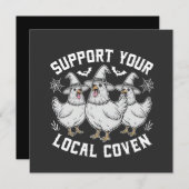 あなたの地元のコーヴェンの鶏のハロウィーンをサポート不気味 案内状 (正面/裏面)