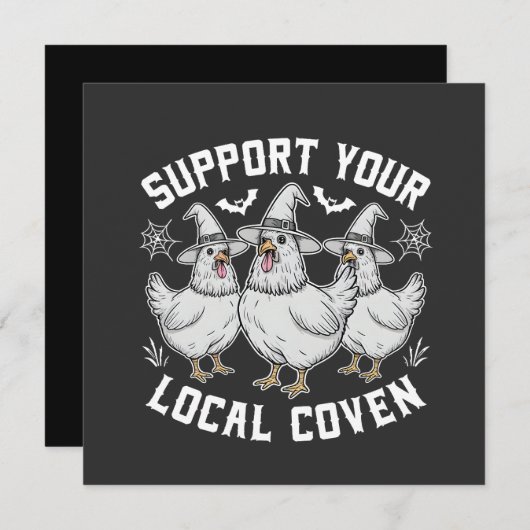 あなたの地元のコーヴェンの鶏のハロウィーンをサポート不気味 案内状 (正面/裏面)