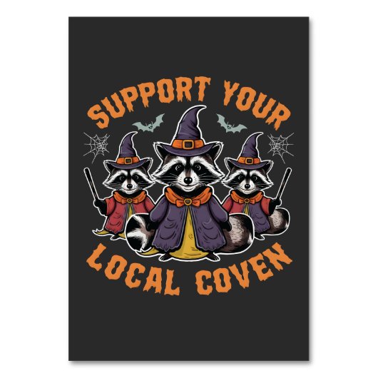 あなたの地元のコーヴェン不気味ラクーンのハロウィーンをサポート テーブルナンバー (正面)