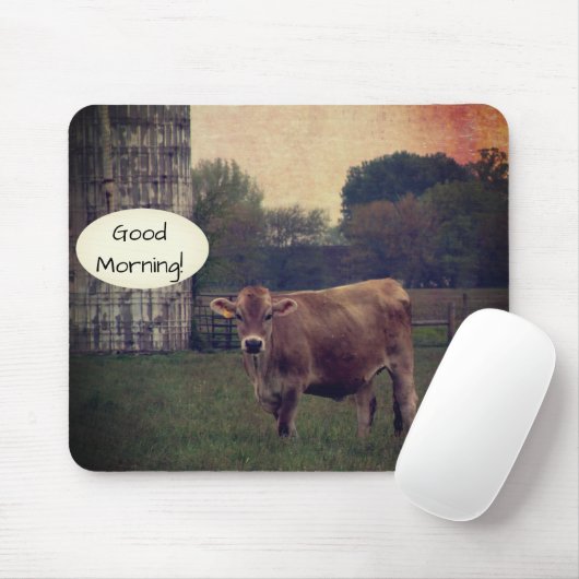 あなたの地元のジャージー牛の農場からおはよう マウスパッド (マウス)
