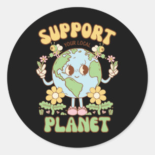 あなたの地元の惑星の男性をサポートする女性の子供Bee Earth ラウンドシール
