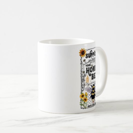 あなたの地元の蜂蜜の地球の日のBeを支救援する コーヒーマグカップ (正面右)