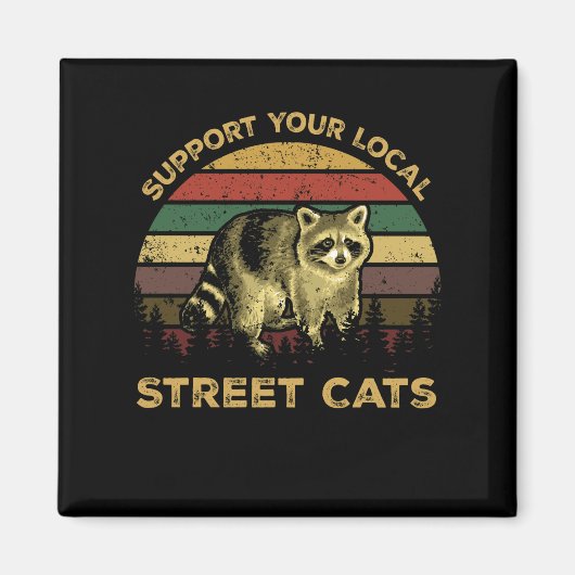 あなたの地元の通り猫ラクーンヴィンテージをサポート マグネット (正面)