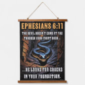 あなたの基礎の亀裂エペソ6:11 吊り下げ型タペストリー (正面)