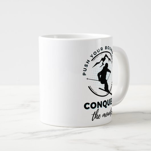 "あなたの境界を押し、山を征服" ジャンボコーヒーマグカップ (正面右)