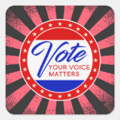 あなたの声の問題を投票する星光の赤と青 スクエアシール (正面)