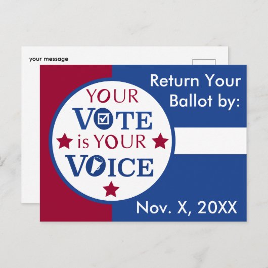 あなたの声は投票メールの投票リマインダー ポストカード (正面/裏面)