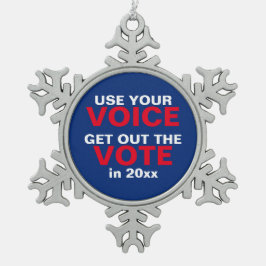 あなたの声を使用して投票の雪の結晶を取得 スノーフレークピューターオーナメント