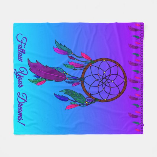 あなたの夢の夢のキャッチャー毛布を後を追って下さい フリースブランケット (正面(横))