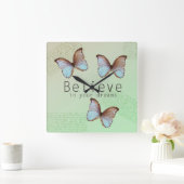 あなたの夢の蝶で信じて下さい スクエア壁時計 (ホーム)