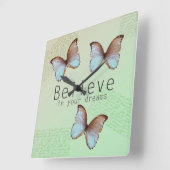 あなたの夢の蝶で信じて下さい スクエア壁時計 (傾斜)