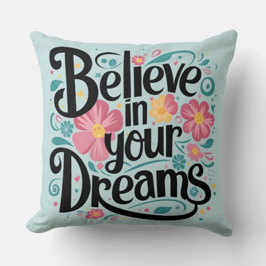 あなたの夢を信じて フローラル ワンシカル アート クッション (正面)