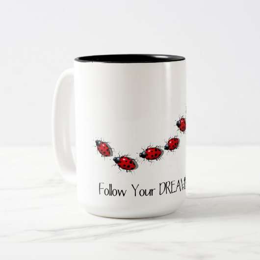 あなたの夢を後を追って下さい: てんとう虫、てんとう虫: 芸術 ツートーンマグカップ (正面左)