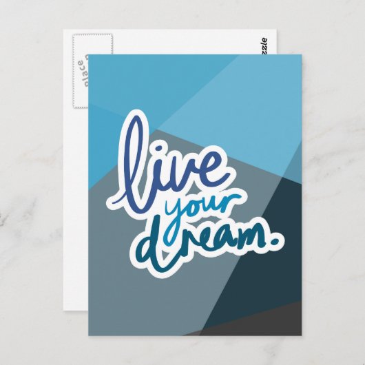 あなたの夢を生きる |やる気を起こさせるタイポグラフィ ポストカード (正面/裏面)