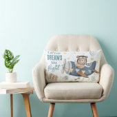 あなたの夢を飛ばすかわいいベアブルー飛行機 ランバークッション (椅子)