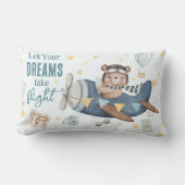 あなたの夢を飛ばすかわいいベアブルー飛行機 ランバークッション (正面)