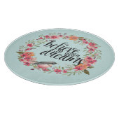 あなたの夢信じの中でシックなミントバードピンクのフローラ カッティングボード (角)