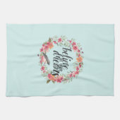あなたの夢信じの中でシックなミントバードピンクのフローラ キッチンタオル (横)