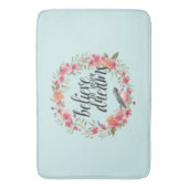 あなたの夢信じの中でシックなミントバードピンクのフローラ バスマット (正面縦)