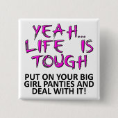 あなたの大きい女の子のパンティーおもしろいなボタンのバッジを置いて下さい 缶バッジ (正面)