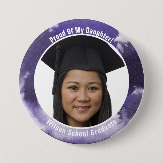 あなたの大学院の写真ボタンの紫色の誇りを持った 缶バッジ (正面)