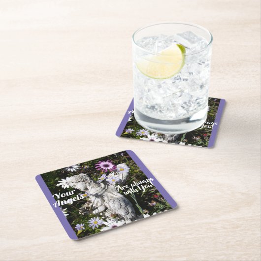 あなたの天使はいつもあなたと一緒にいるフローラ天使 スクエアペーパーコースター (インサイチュ)