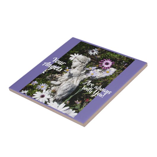 あなたの天使はいつもあなたと一緒にいるフローラ天使 タイル (側面)